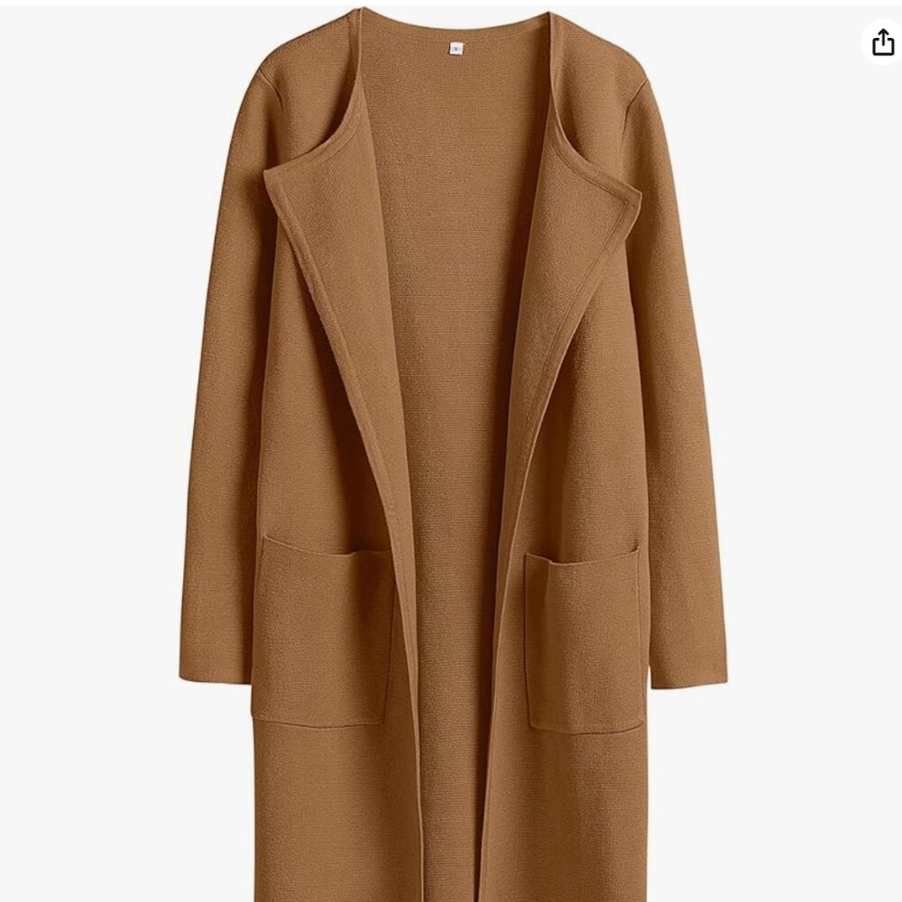 Anrabess Long Camel Brown Cardigan Light Jacket | Size M